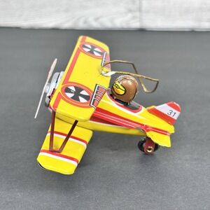 Schylling Bi-Plane Tin‎ Toy Christmas Ornament Collector Series 3.5in